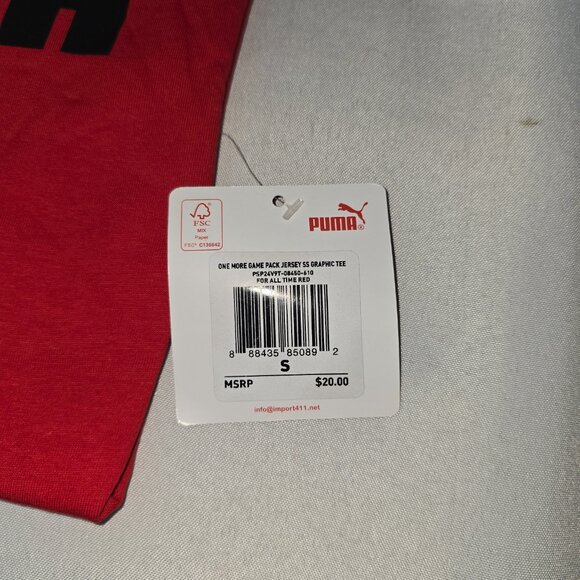 Puma Logo Short Sleeve Crew Neck T-Shirt in Red, Youth sizes, NWT - Picture 5 of 6